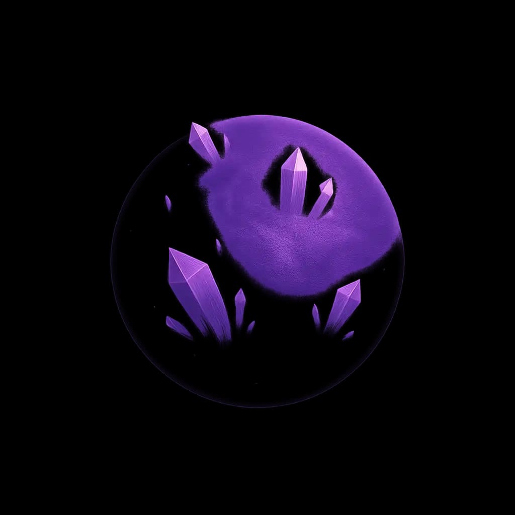 The purple crystal planet from Planet Resonance Game